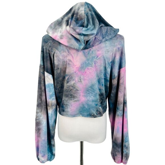 NWT Tie Dye Cropped Hoodie & Shorts 2 Piece Set | Athleisure Barbiecore Lounge L - Picture 12 of 16